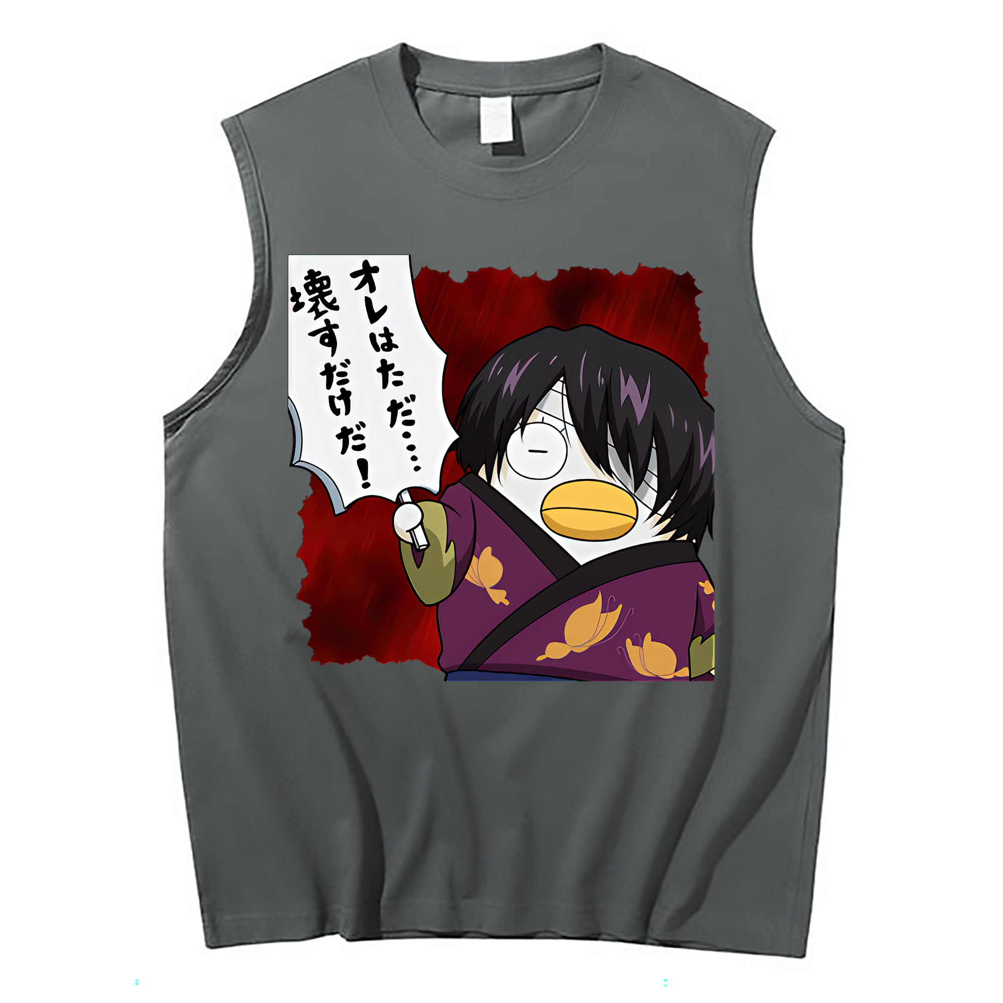 （画像用） ぎんたま 坂田銀時（さかたぎんとき） 神楽 志村新八（しむら しんぱち） GINTAMA Sakata Gintoki Kagura Shimura Shinpachi コットン100％タンクトップ（フロントプリント）